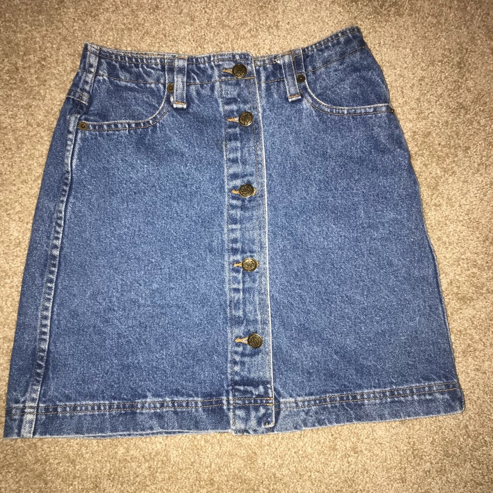 denim button up skirt